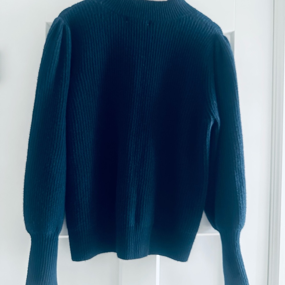 Liz Claiborne Embellished Navy Mock Neck Sweater - Picture 8 of 9